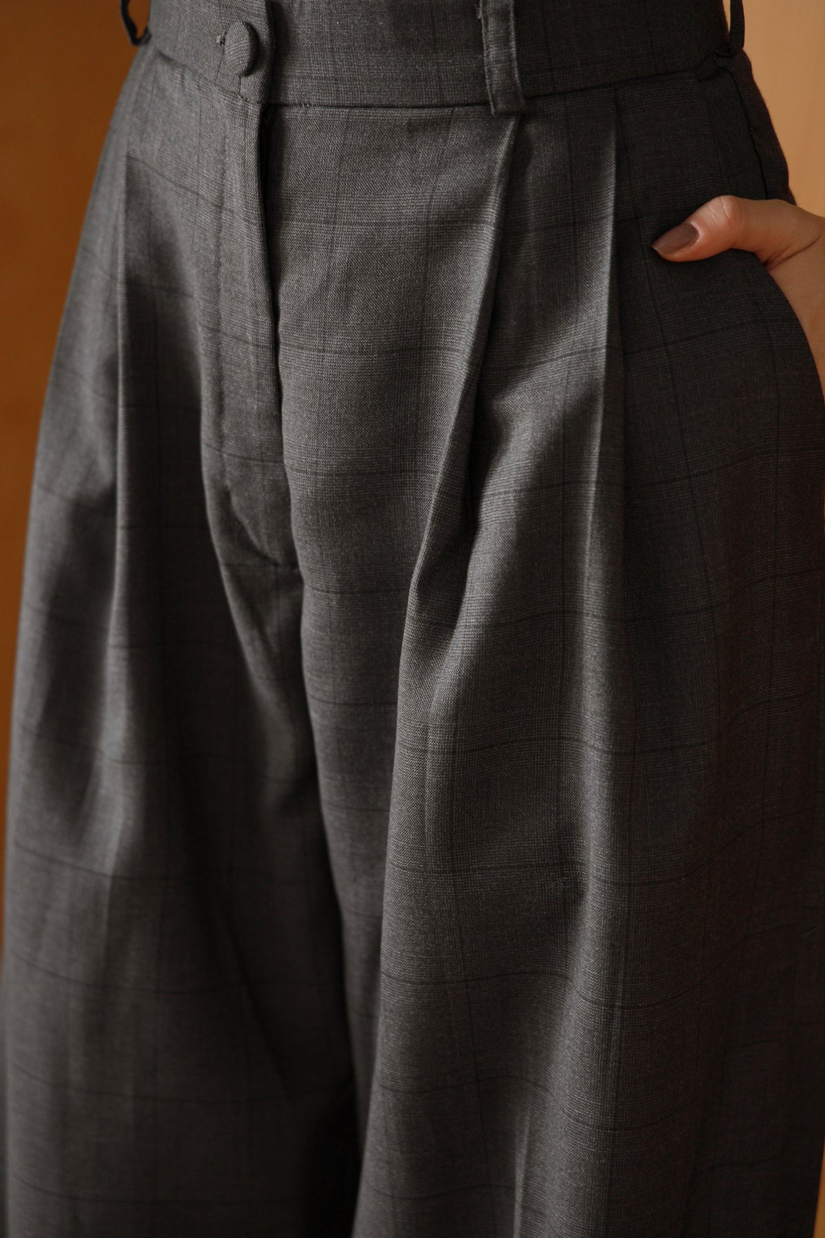 Grey Aura dark grey wool shirt and pants set - Timeless by Waliya Noor