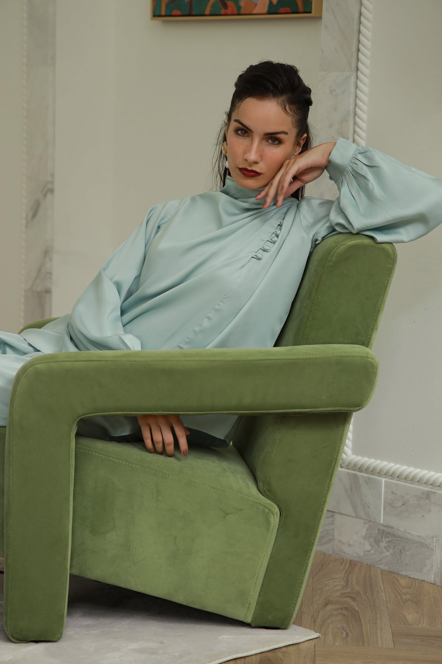 The Essential Silk Set green silk co-ord - Timeless by Waliya Noor