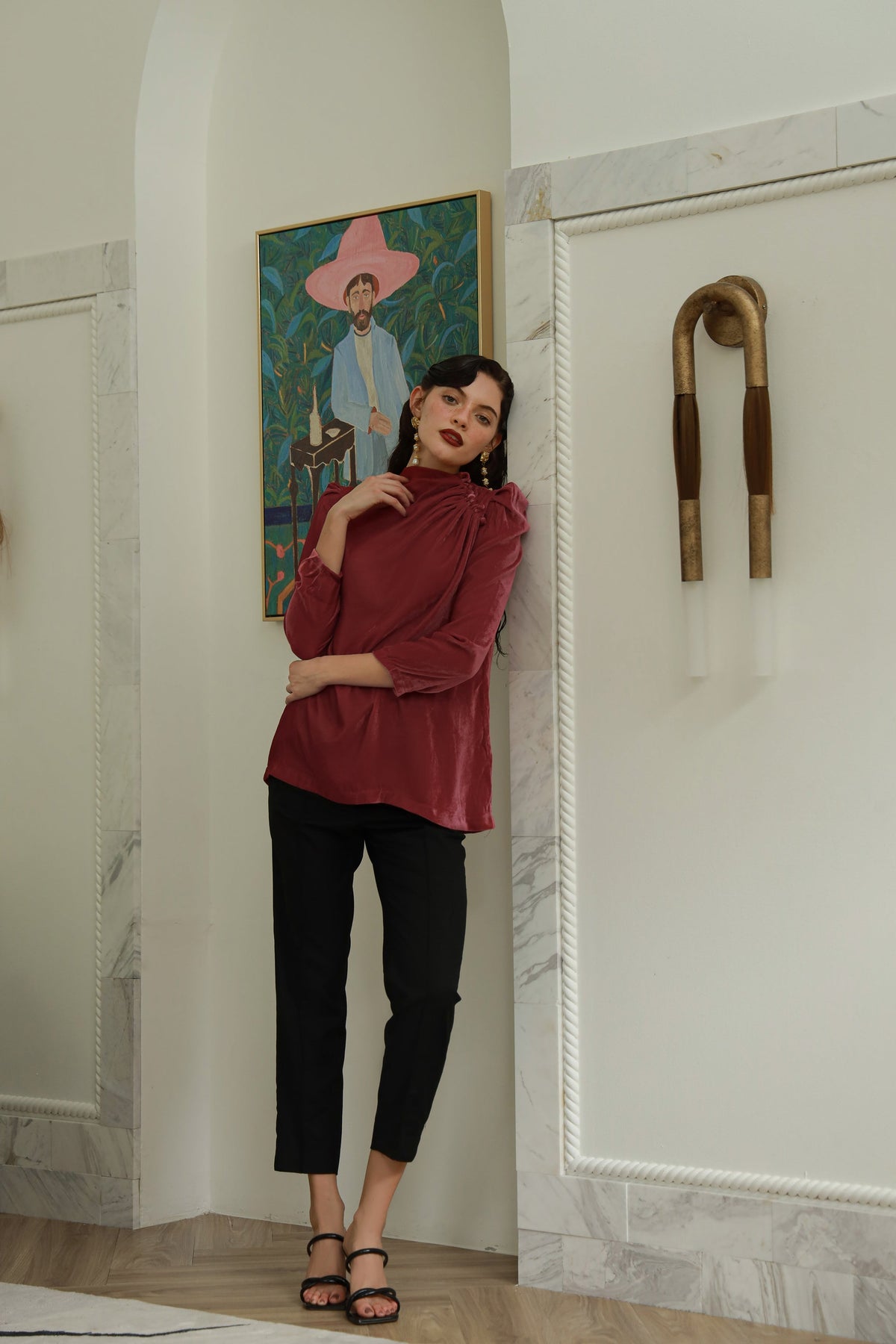 Gilded Grace pink velvet shirt - Timeless by Waliya Noor