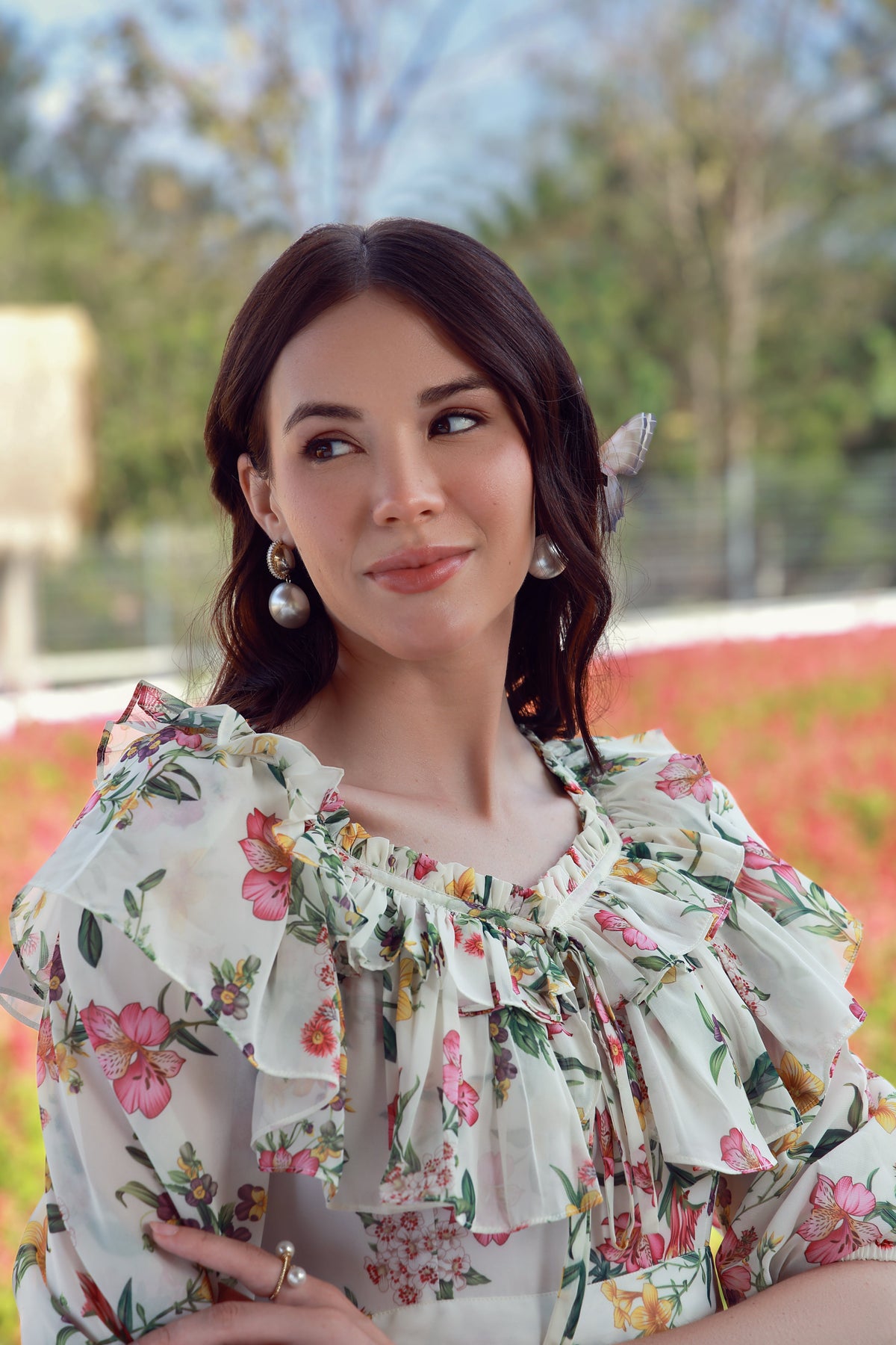 Marigold Petals green floral chiffon dress - Timeless by Waliya Noor
