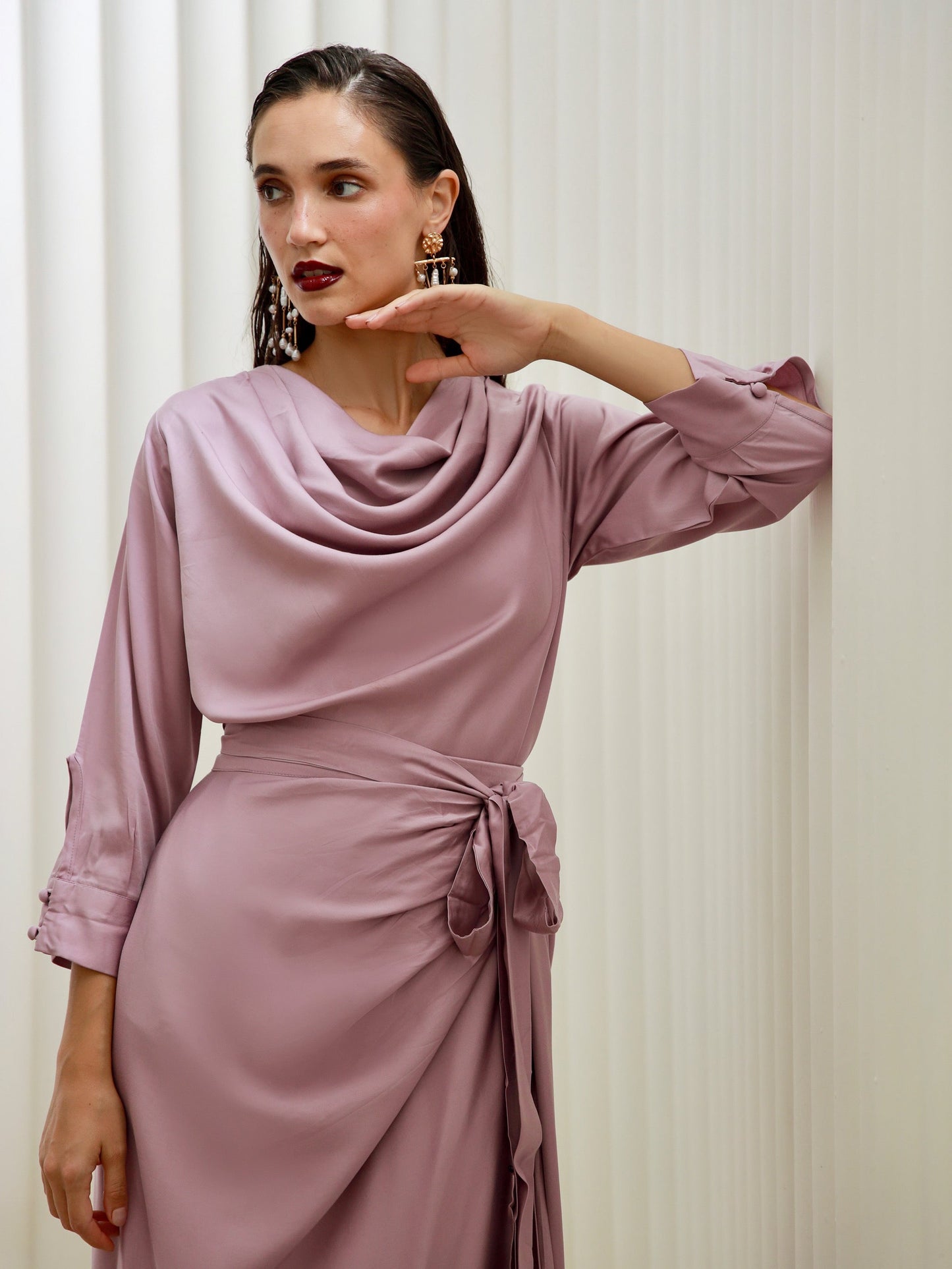 Silk Knot lilac silk co-ord set - Timeless by Waliya Noor