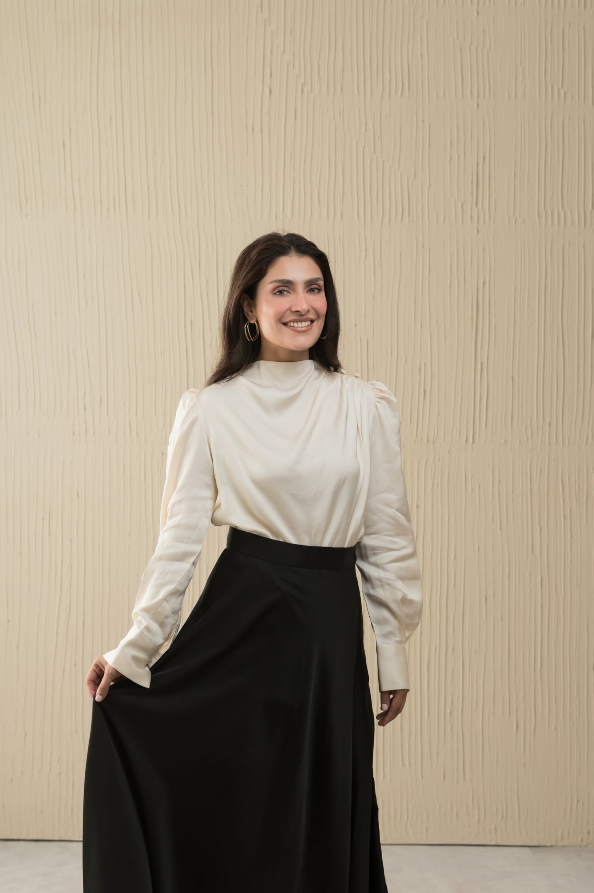 Moonlit Muse ivory silk shirt - Timeless by Waliya Noor