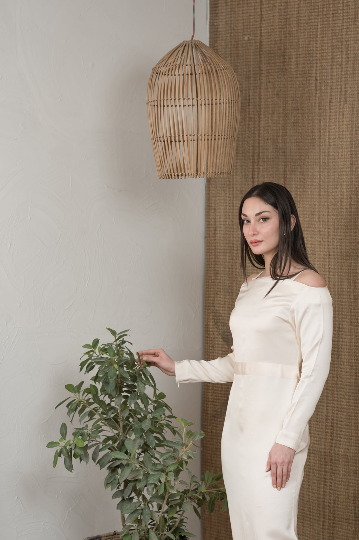 Katrine pastel yellow silk dress with back slit - Timeless by Waliya Noor