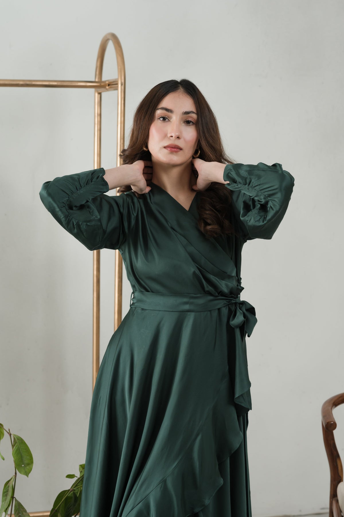 Green as a Bottle bottle green silk dress - Timeless by Waliya Noor