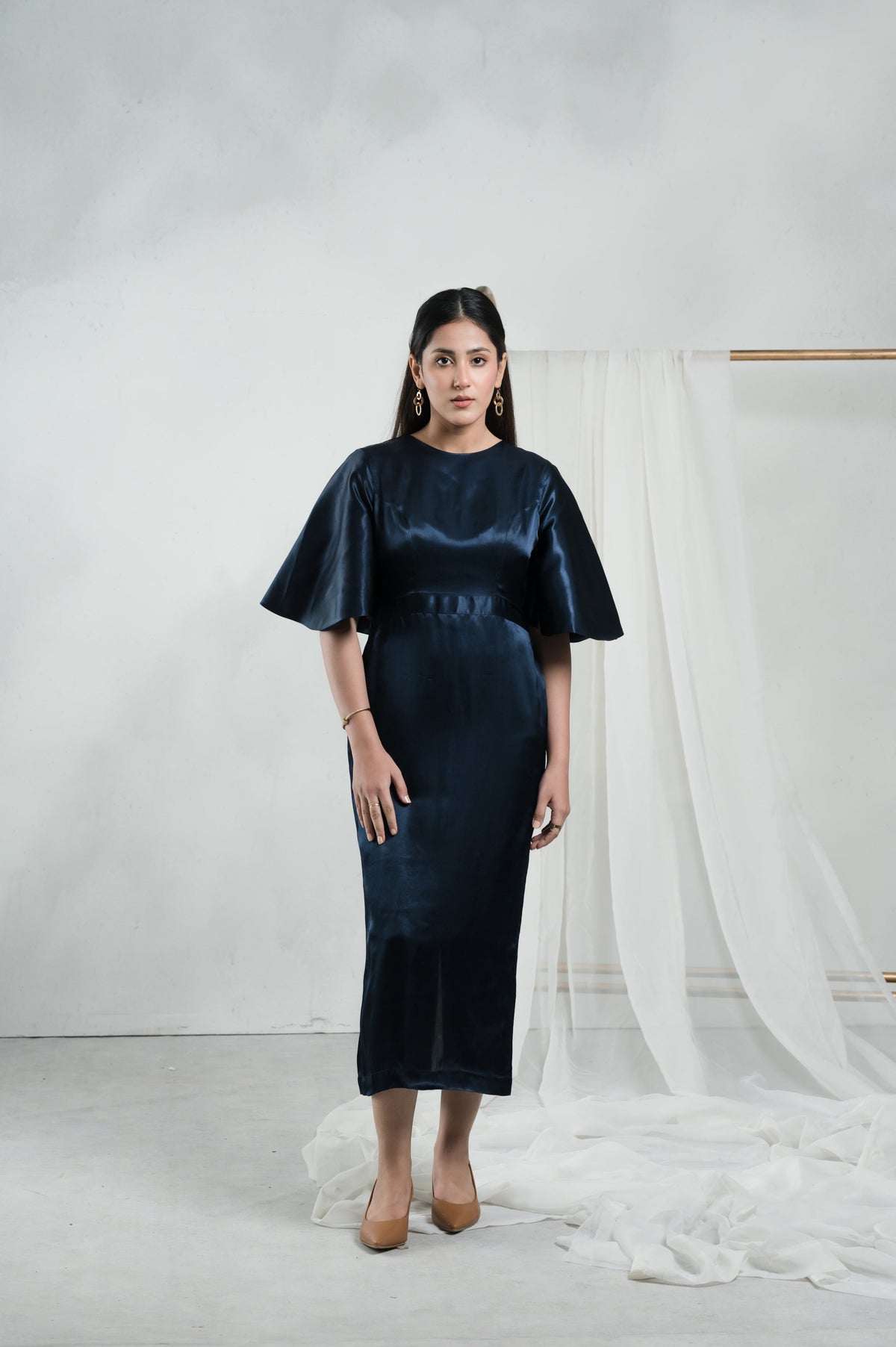 Blue Lady blue silk dress with back slit - Timeless by Waliya Noor