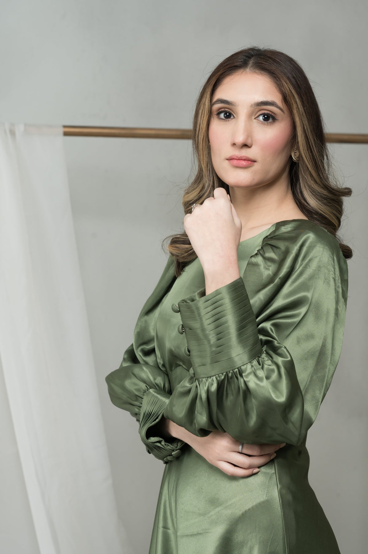 Sage green silk dress - Timeless by Waliya Noor