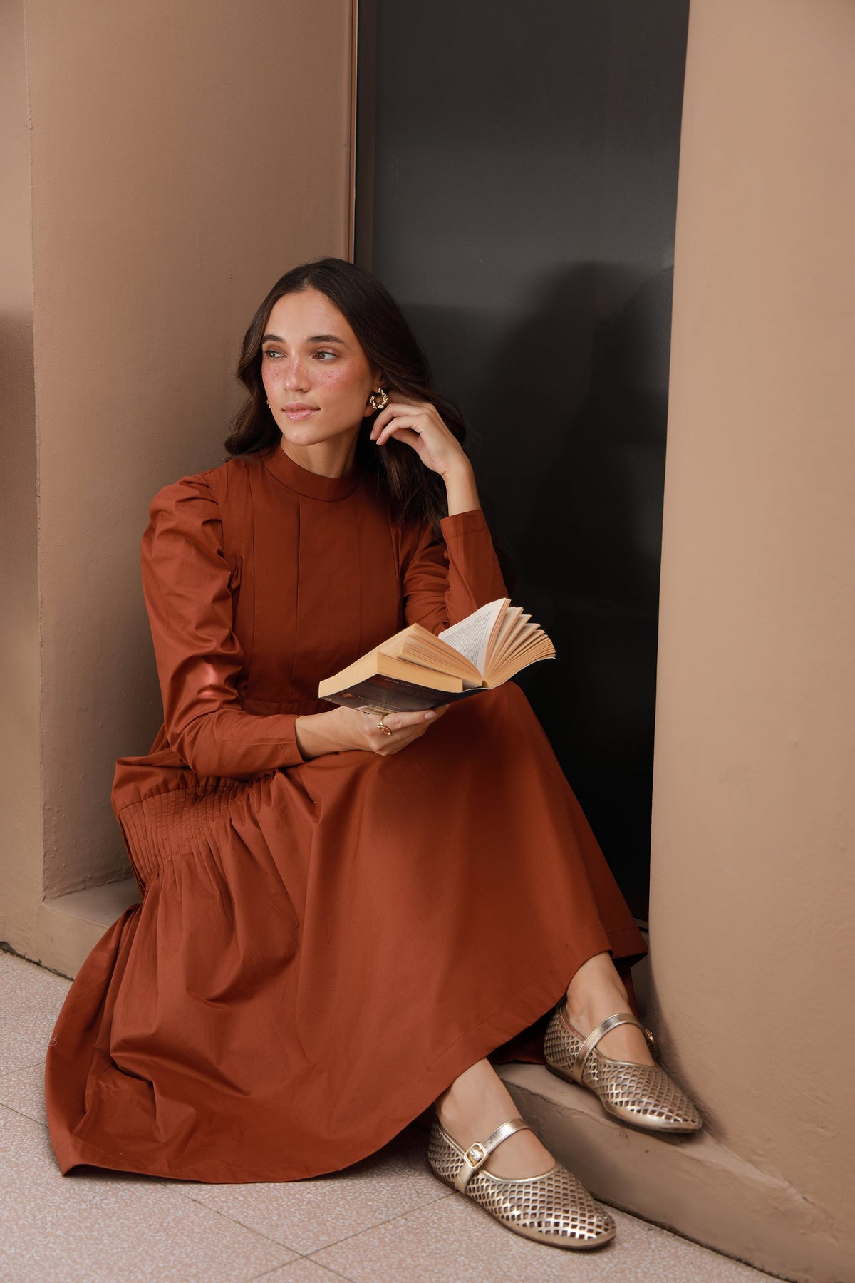 Pine & Cotton rust cotton dress - Timeless by Waliya Noor