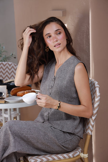 The Formal Edit grey wool formal vest - Timeless by Waliya Noor
