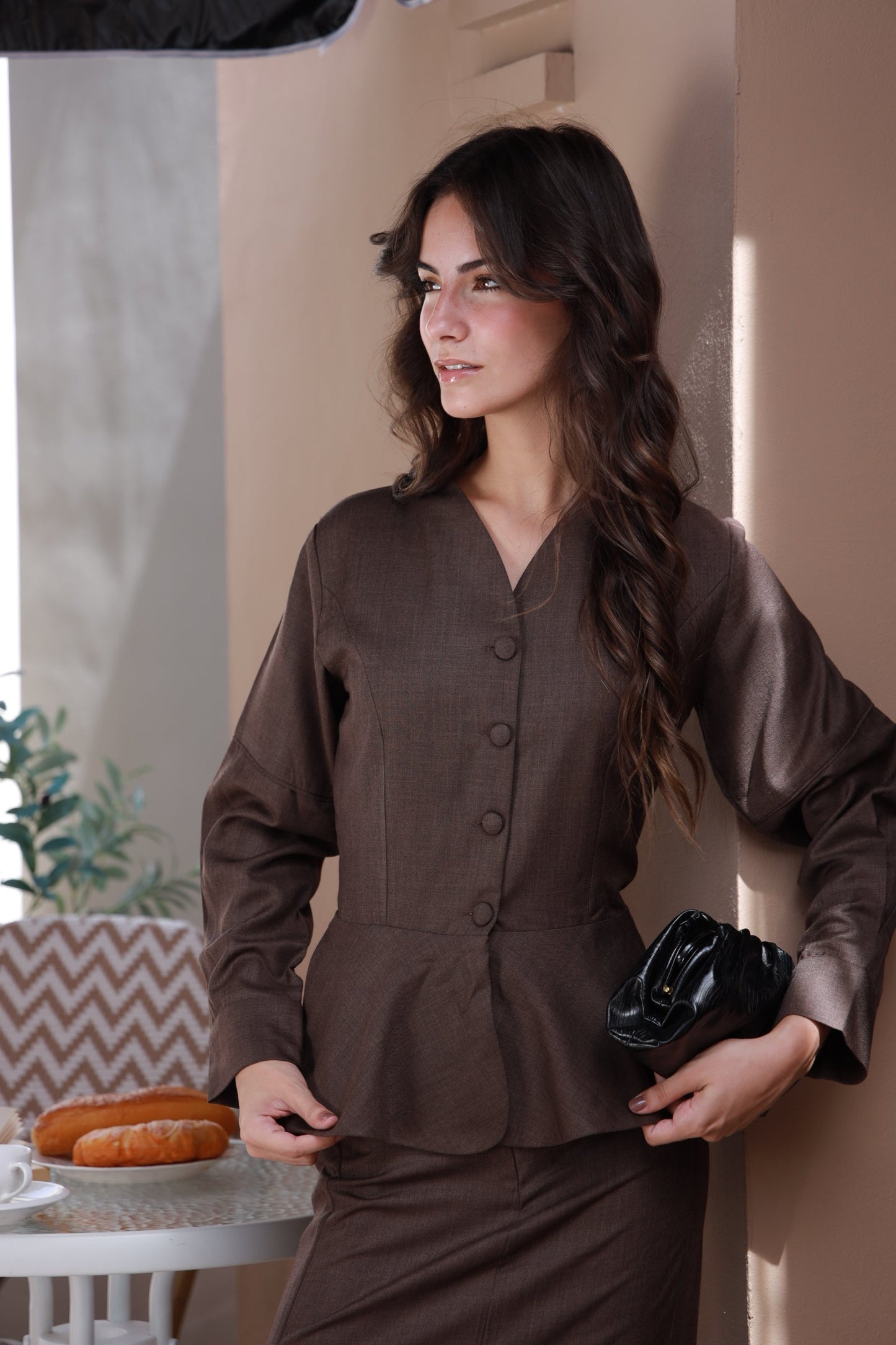 Espresso Chic brown formal shirt - Timeless by Waliya Noor