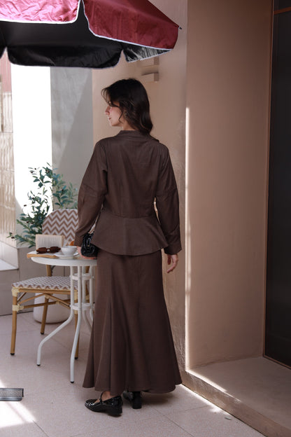 Espresso Chic brown formal shirt - Timeless by Waliya Noor