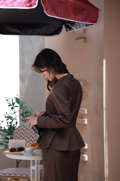 Espresso Chic brown formal shirt - Timeless by Waliya Noor