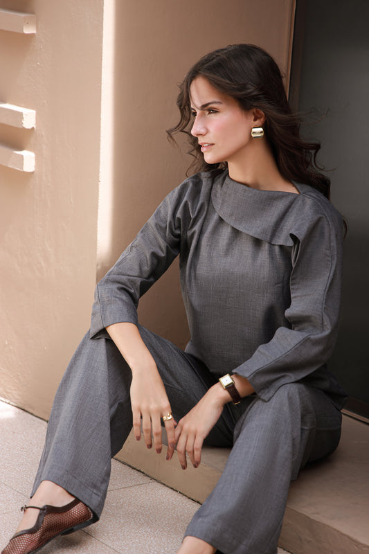 Charcoal Luxe (Shirt only)-Timeless by Waliya Noor