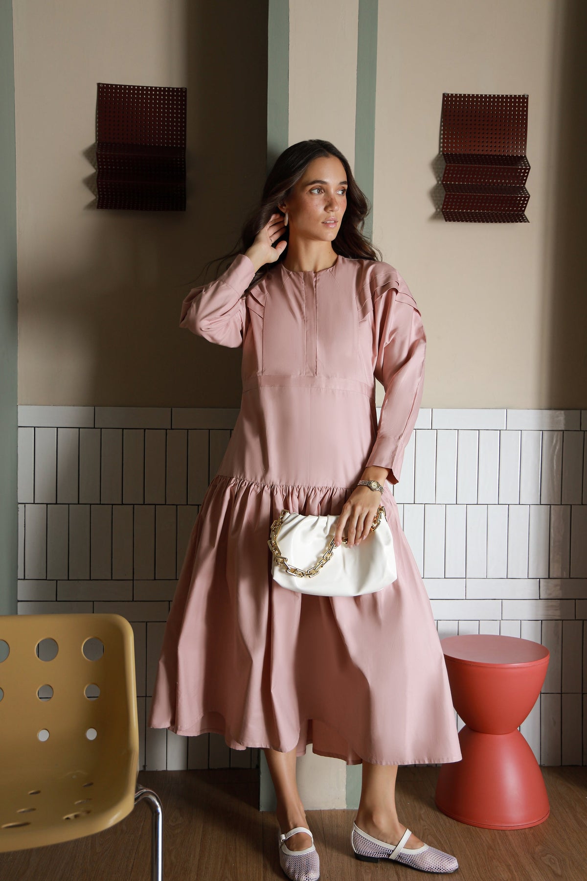 Snowdrop pink cotton dress - Timeless by Waliya Noor