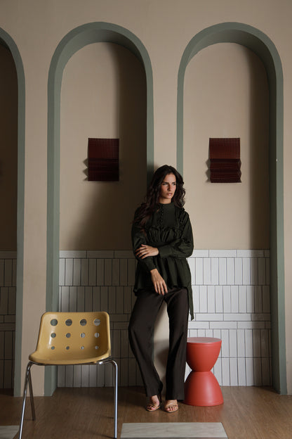 Moss Green Classic Shirt-Timeless by Waliya Noor