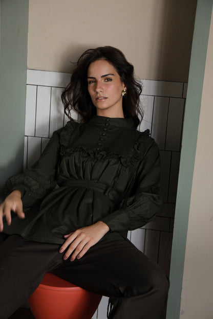 Moss Green Classic Shirt-Timeless by Waliya Noor