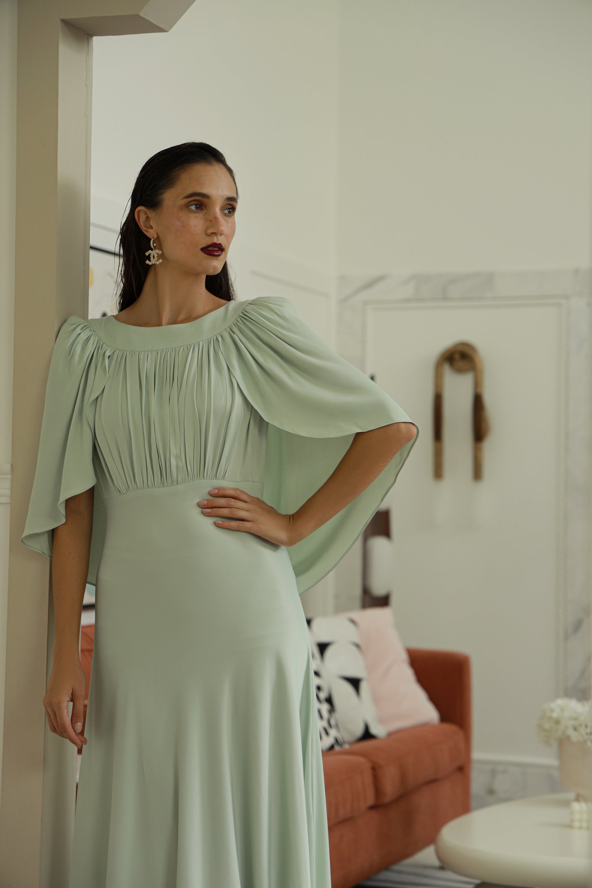 Pistachio Charm Green Silk Dress | Timeless by Waliya Noor M Pistachio Charm Green Silk Dress | Timeless by Waliya Noor M