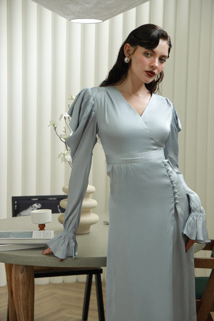 Woman in a light blue dress