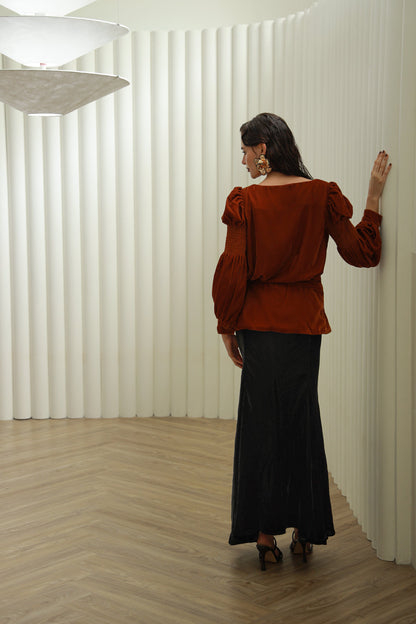Plush Perfection black velvet skirt - Timeless by Waliya Noor
