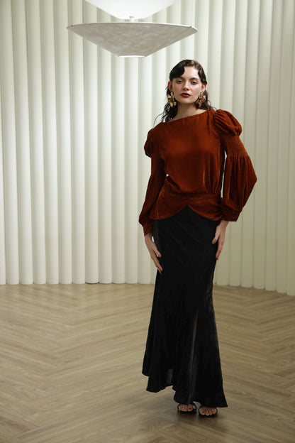 Plush Perfection black velvet skirt - Timeless by Waliya Noor