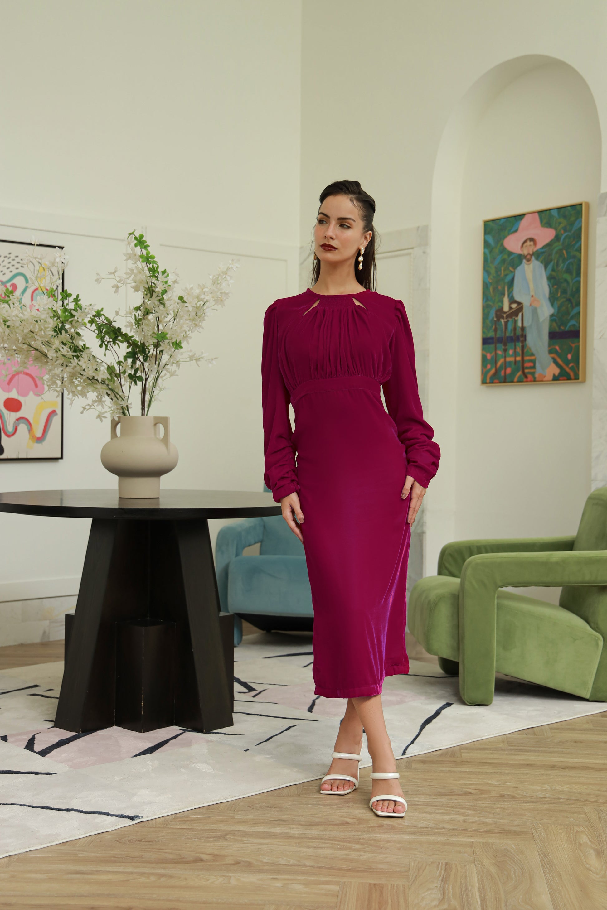 hot pink velvet dress Opulent Touch Hot Pink Velvet Dress