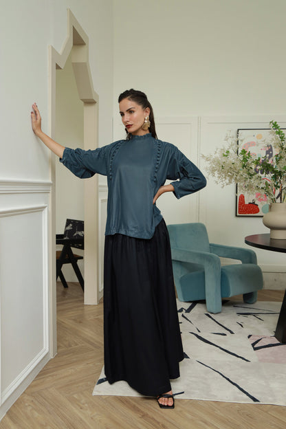 Grey Muse grey velvet shirt - Timeless by Waliya Noor