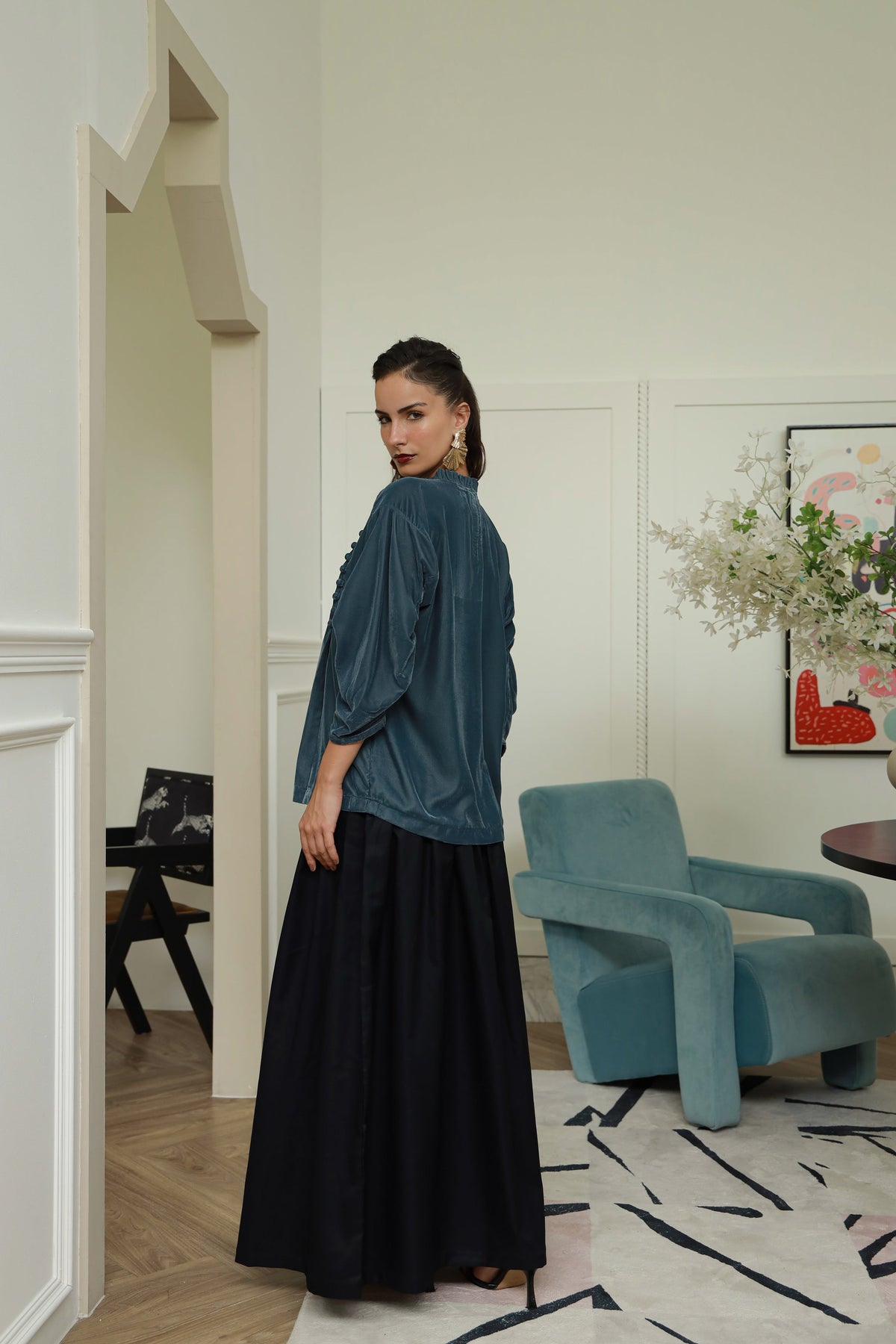 Urban Black cotton A-line skirt - Timeless by Waliya Noor