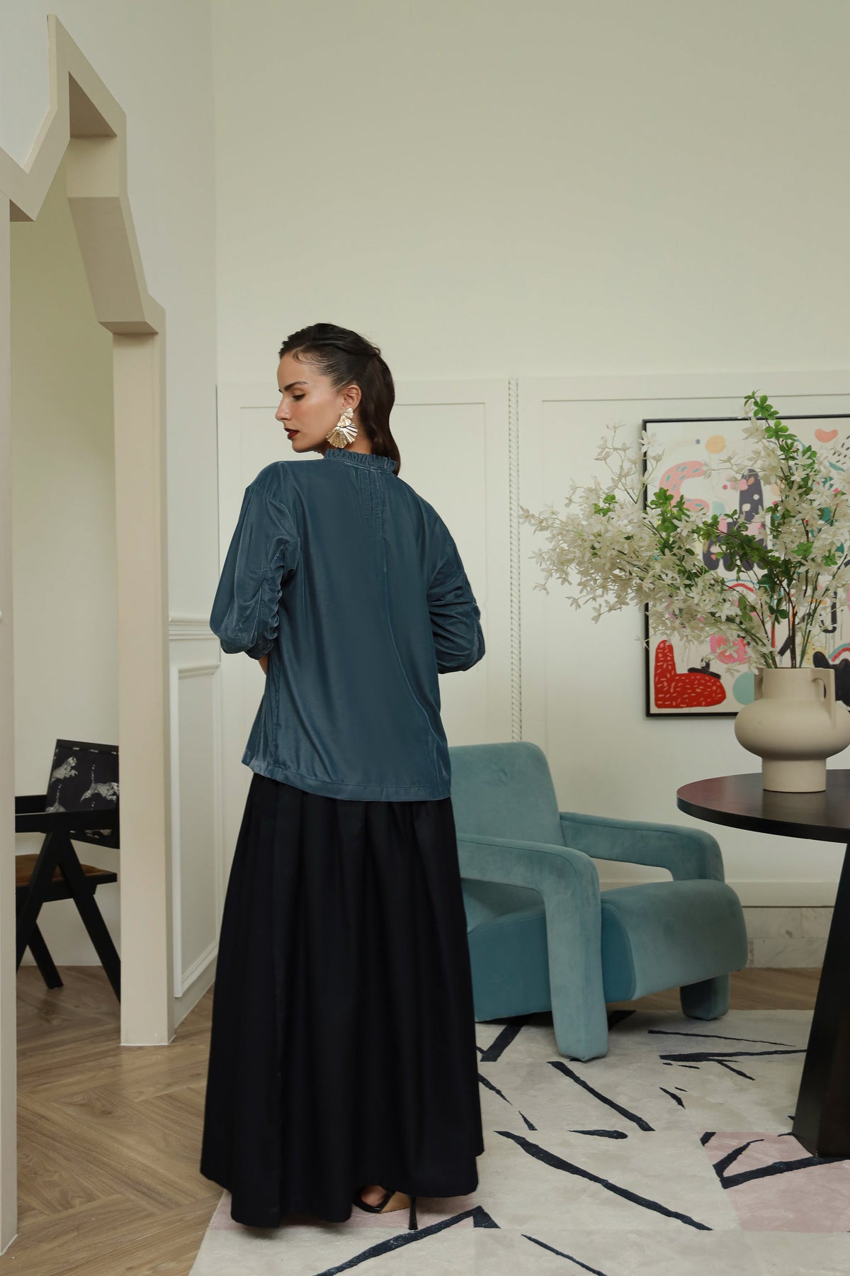 Urban Black cotton A-line skirt - Timeless by Waliya Noor