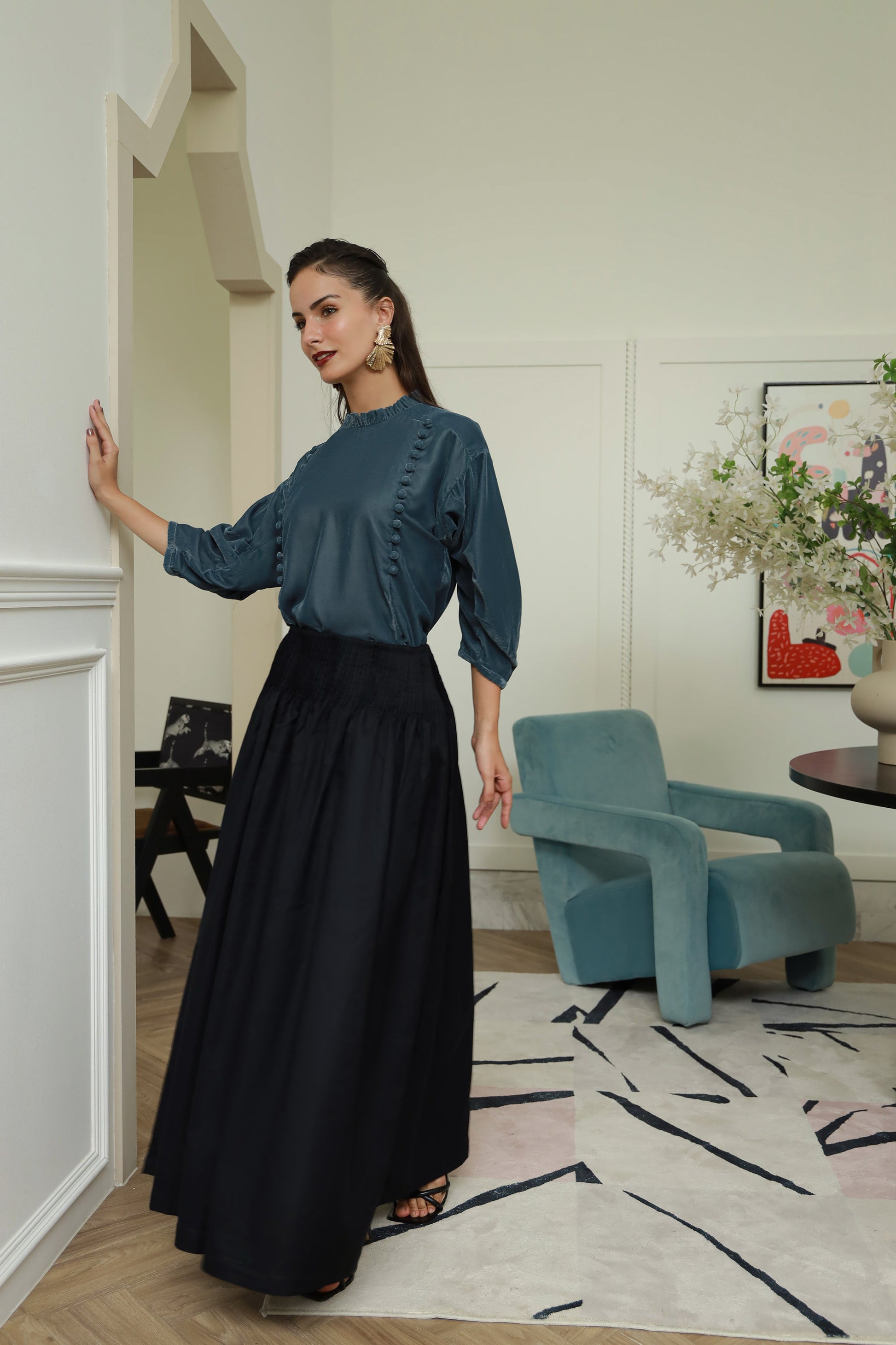Grey Muse grey velvet shirt - Timeless by Waliya Noor