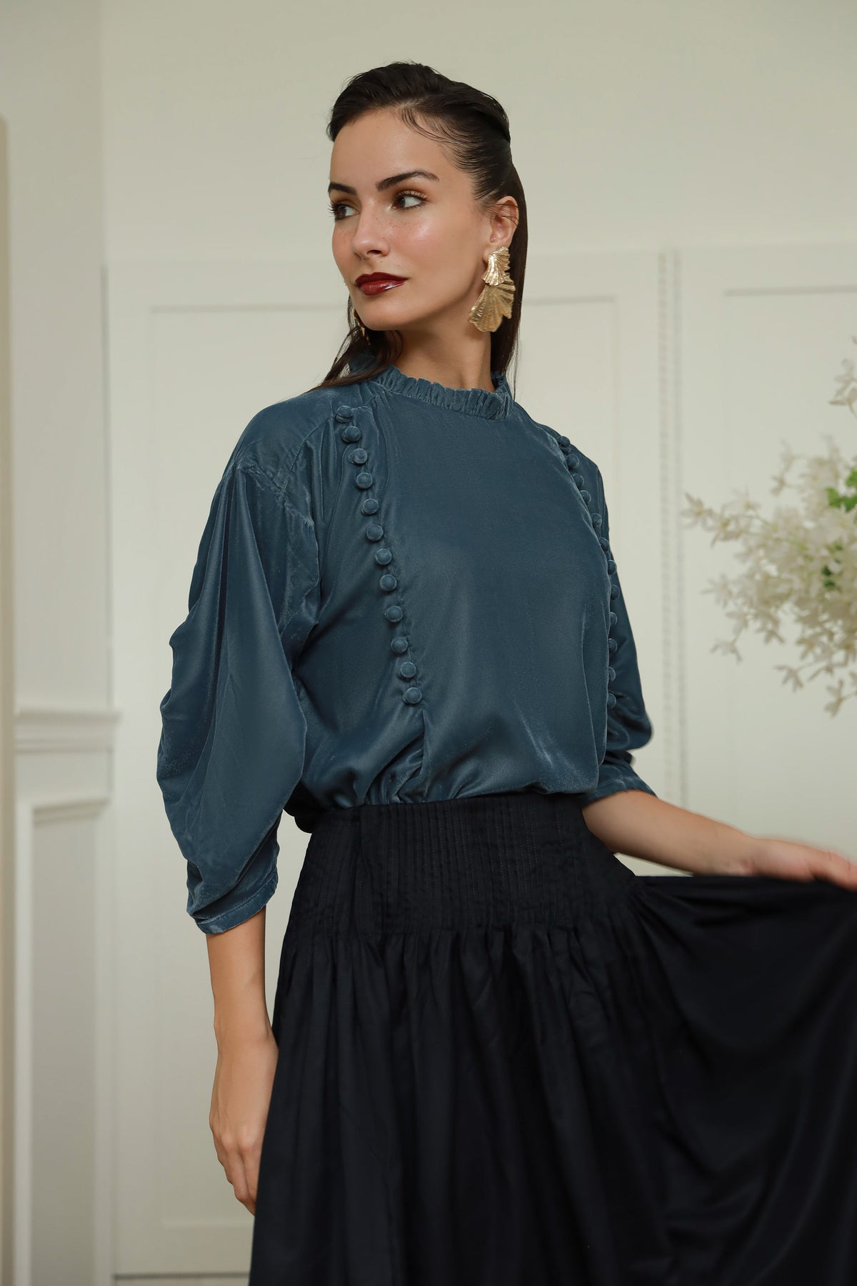 Urban Black cotton A-line skirt - Timeless by Waliya Noor
