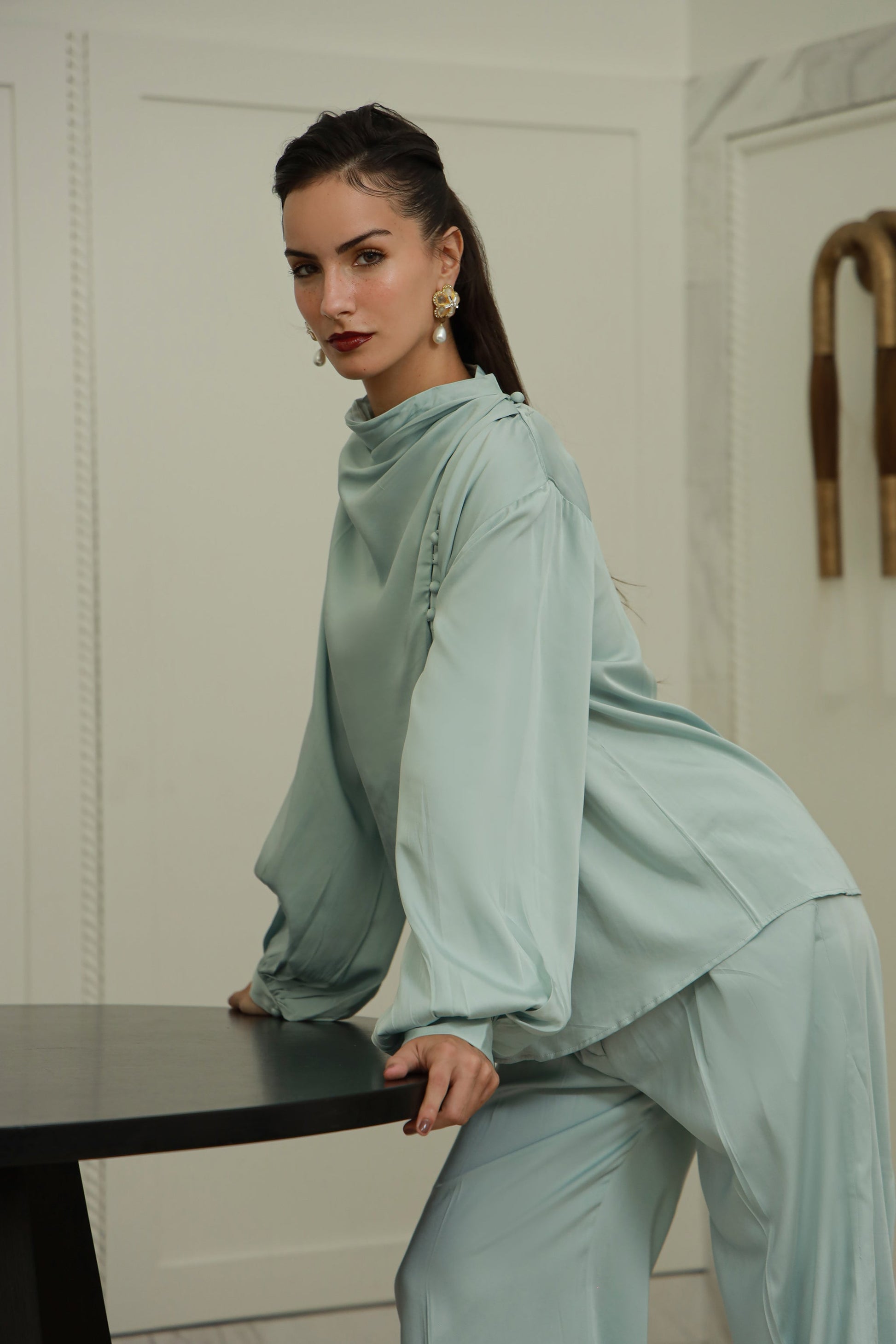 The Essential Silk Set green silk co-ord - Timeless by Waliya Noor