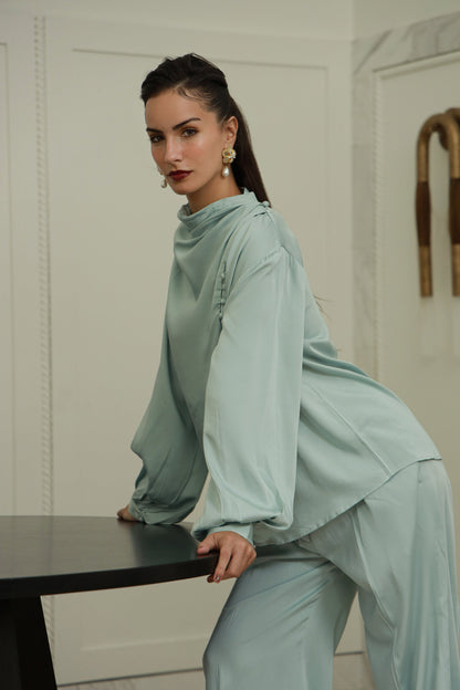 The Essential Silk Set green silk co-ord - Timeless by Waliya Noor