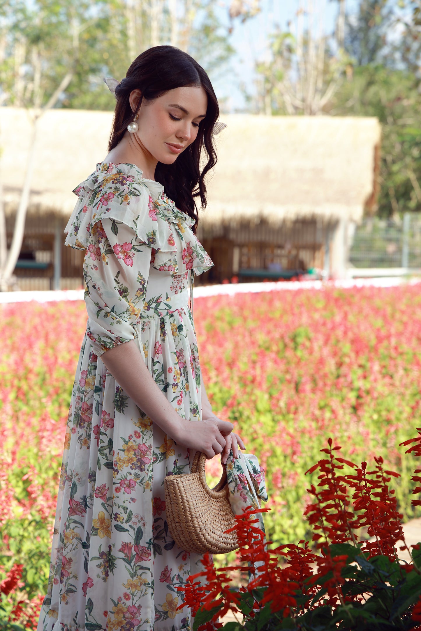 Marigold Petals Chiffon Dress