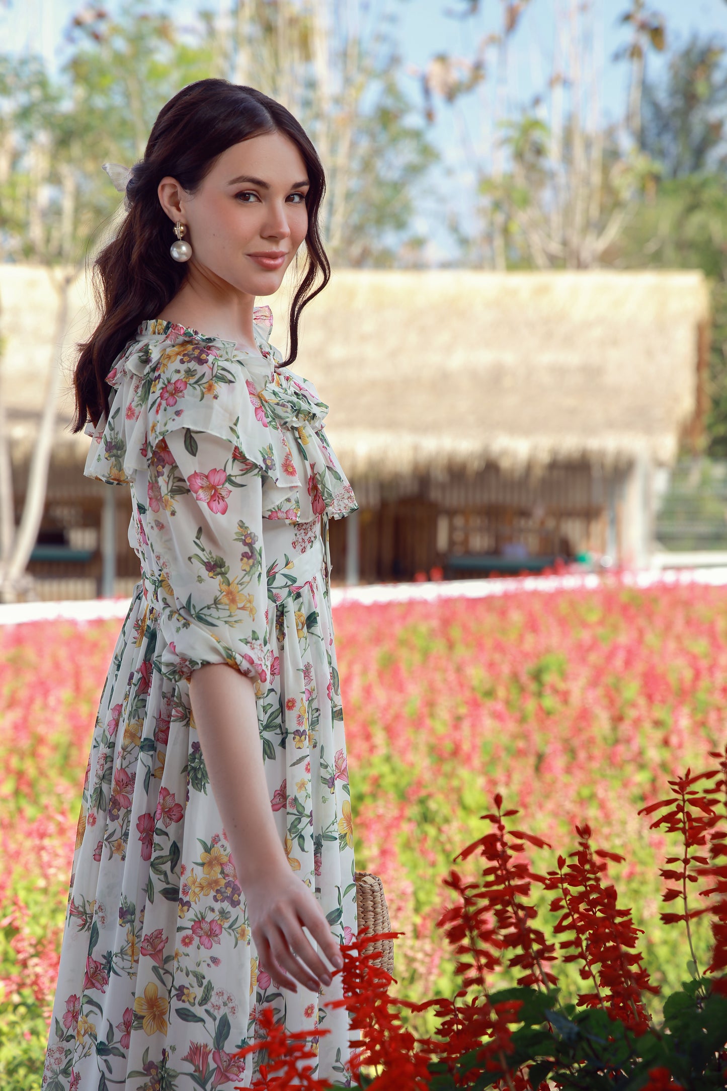 Marigold Petals Chiffon Dress