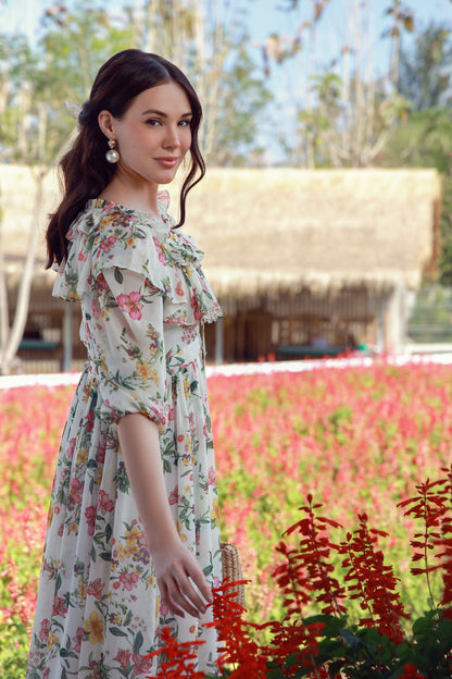 Marigold Petals Chiffon Dress