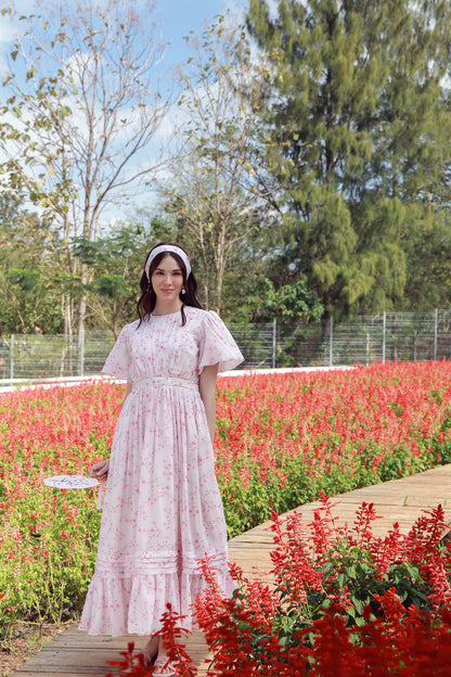 Fleur Rosé pink floral chiffon dress - Timeless by Waliya Noor
