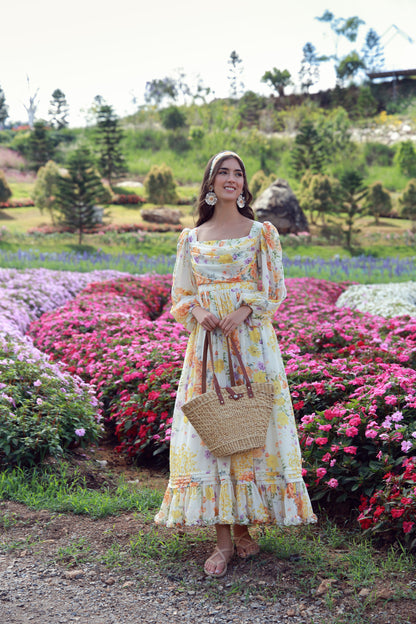 Sunrise Bloom Chiffon Dress