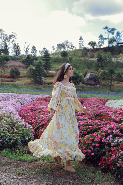 Sunrise Bloom Chiffon Dress