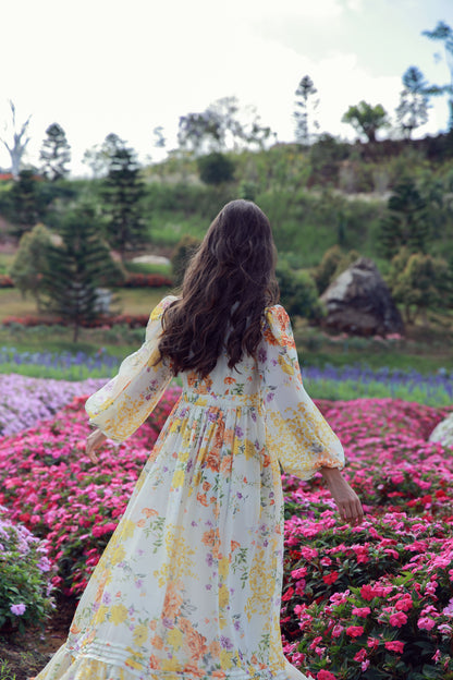 Sunrise Bloom Chiffon Dress