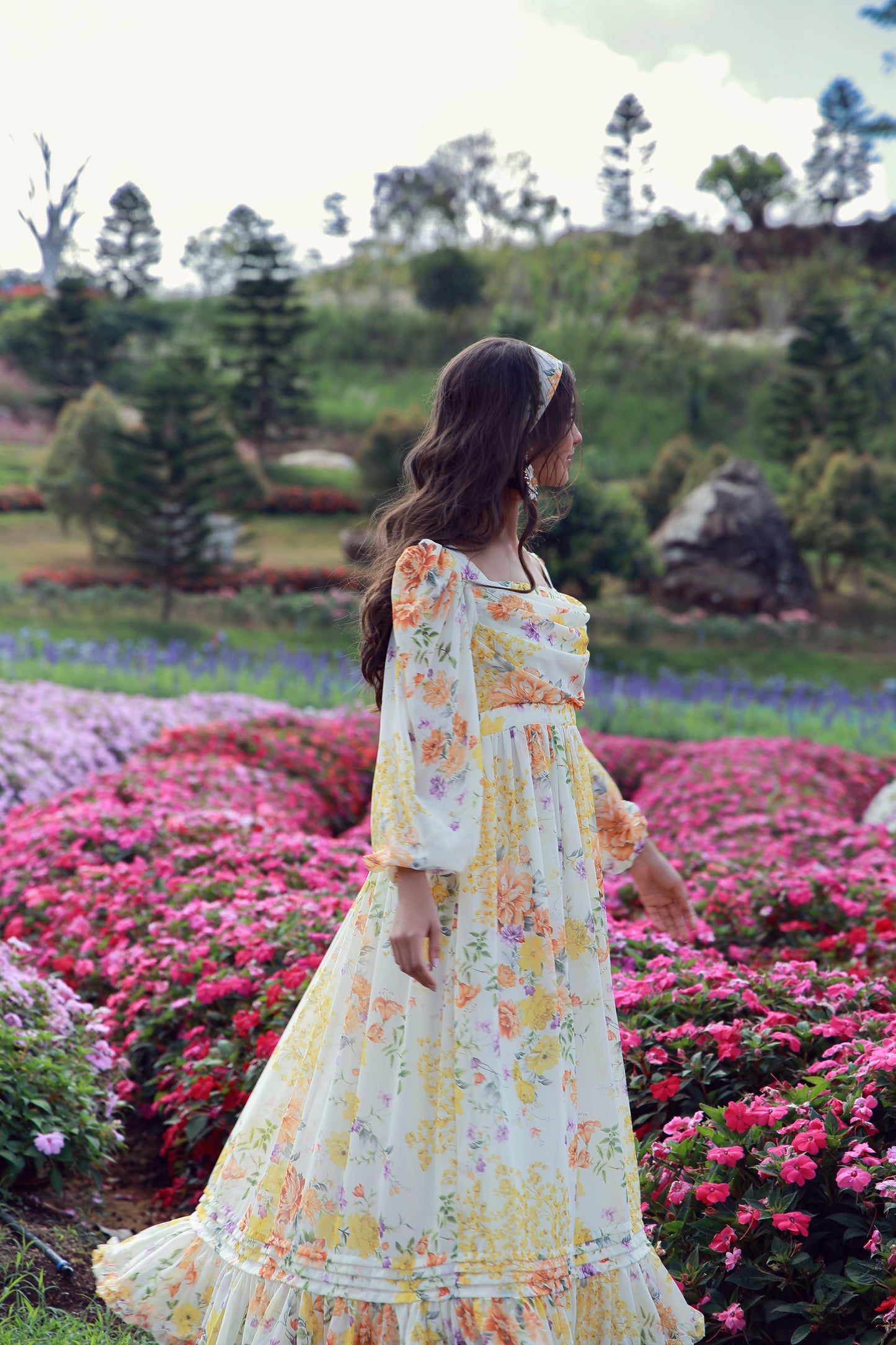 Sunrise Bloom Chiffon Dress