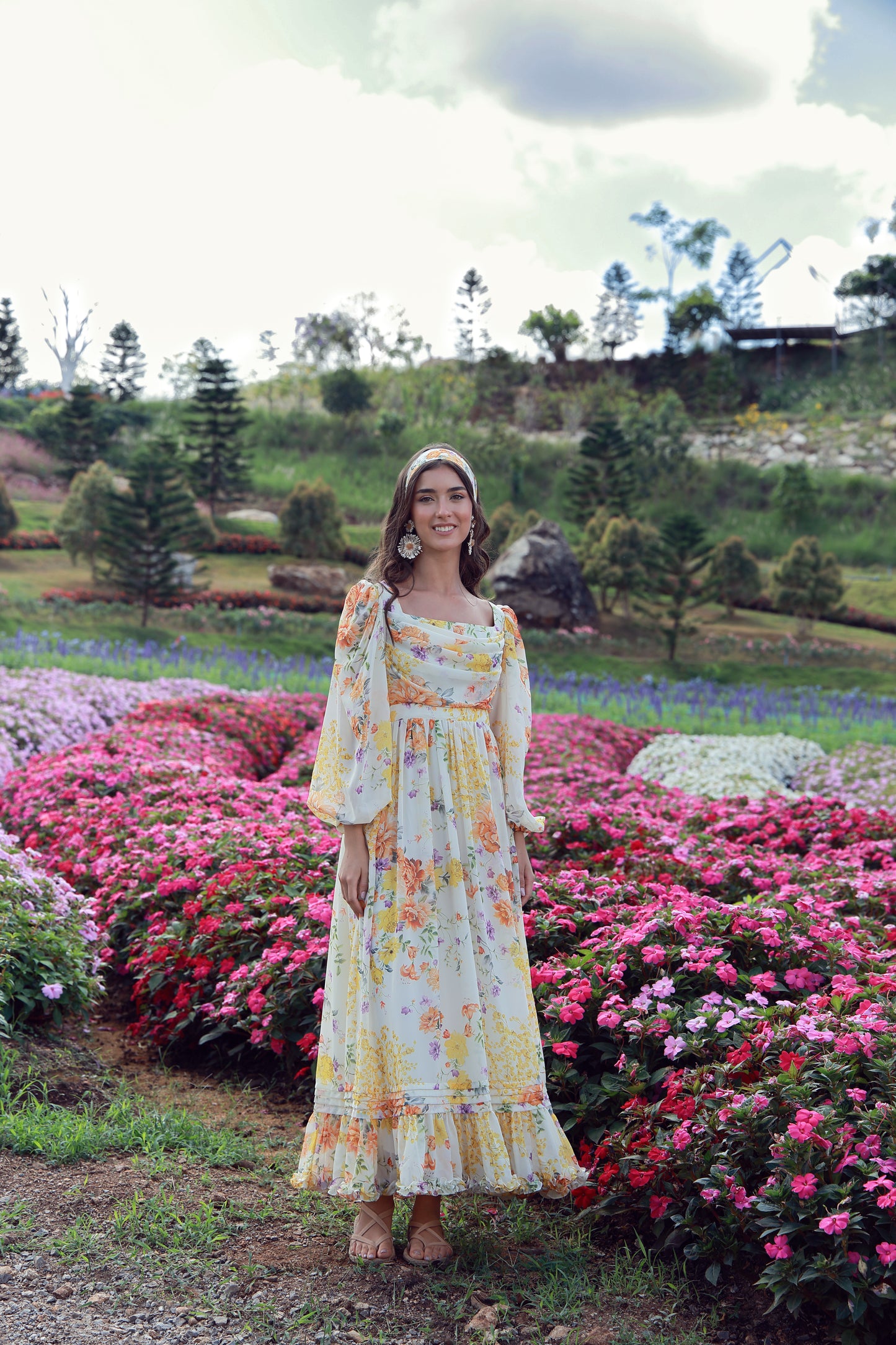 Sunrise Bloom Chiffon Dress