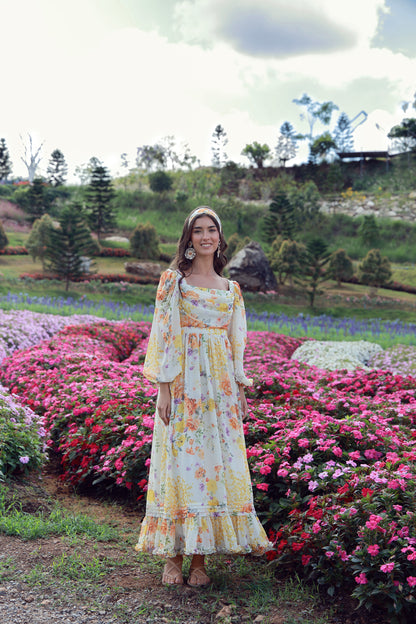 Sunrise Bloom Chiffon Dress