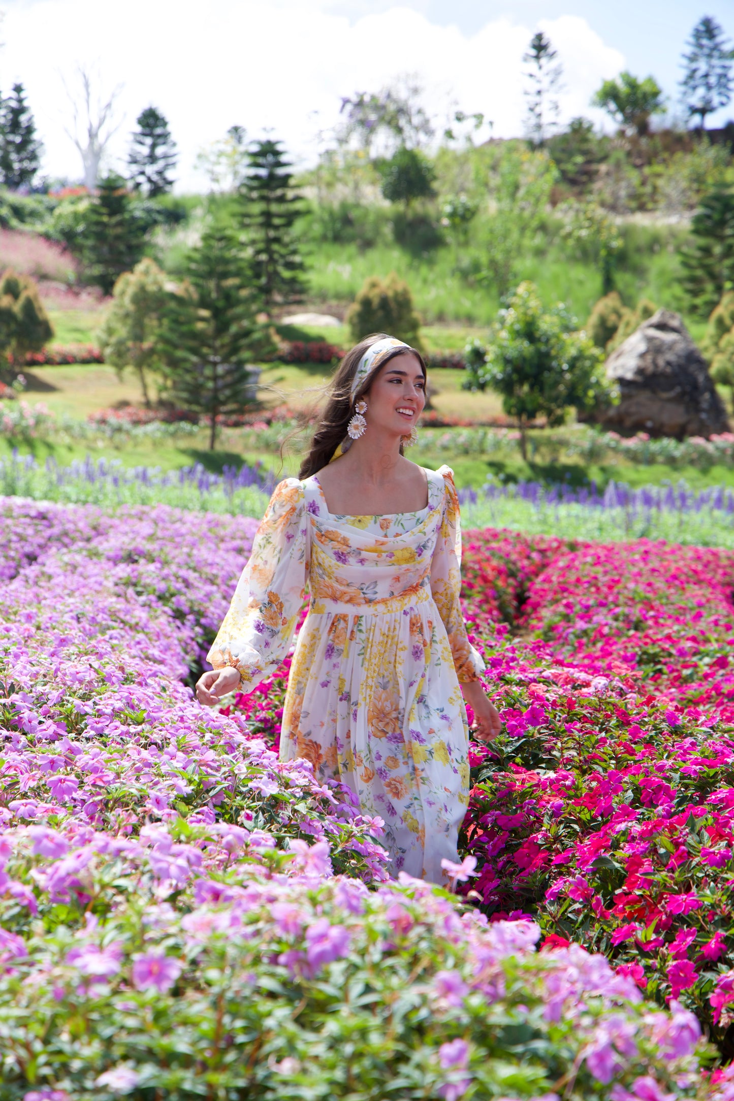 Sunrise Bloom Chiffon Dress