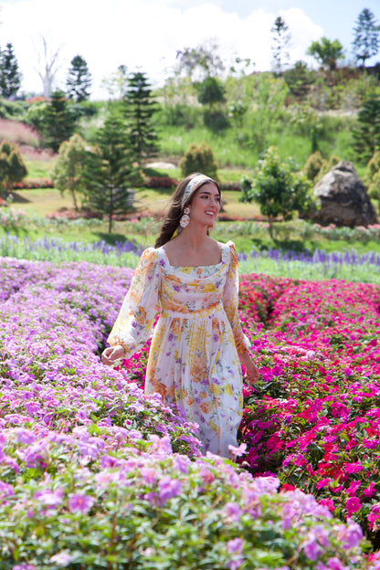 Sunrise Bloom Chiffon Dress