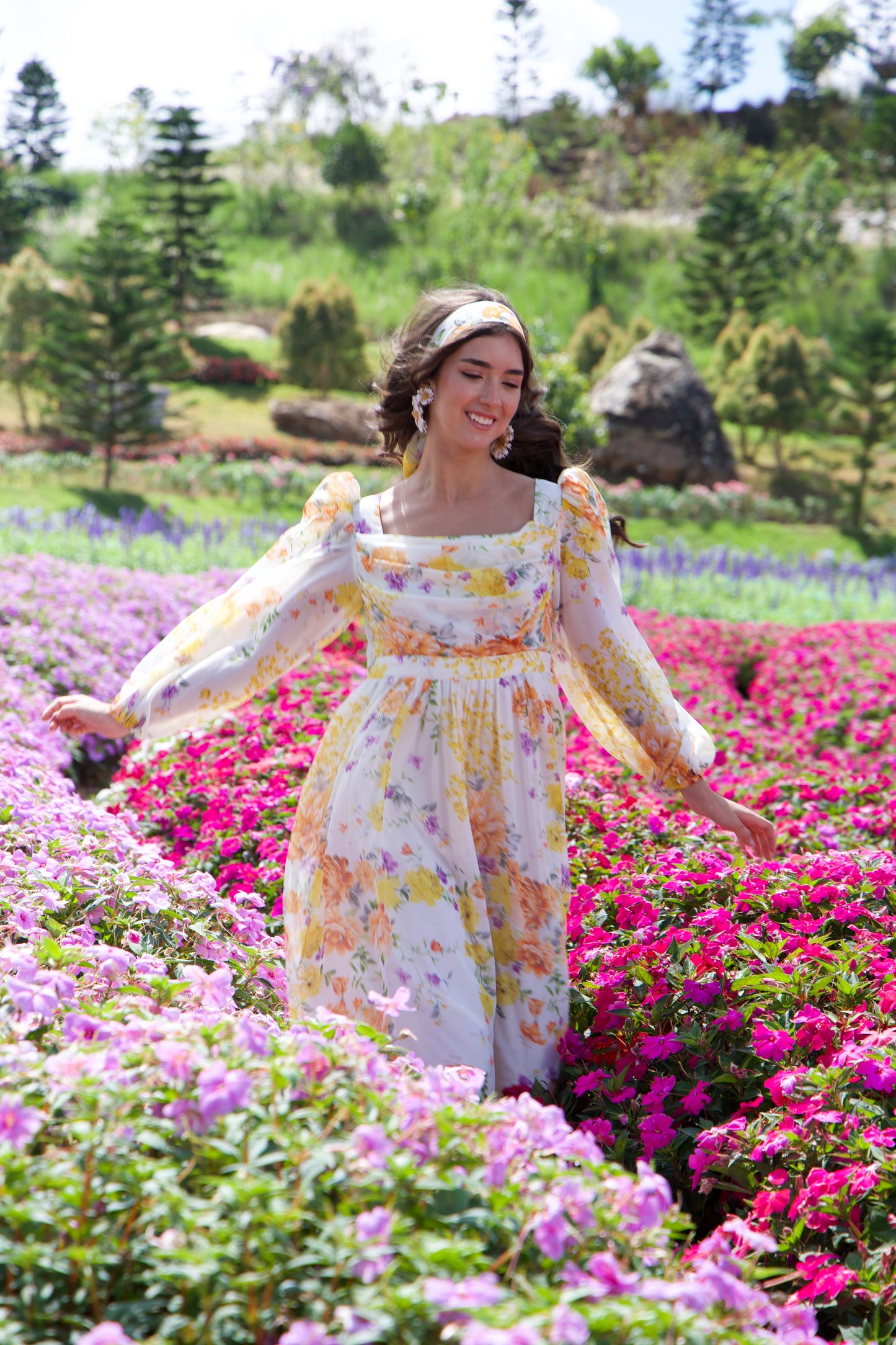 Sunrise Bloom Chiffon Dress
