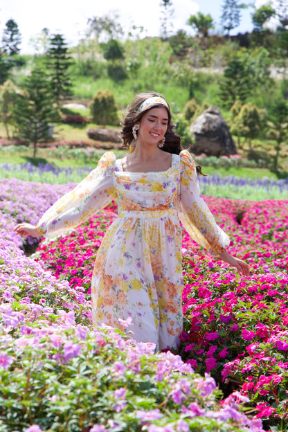 Sunrise Bloom Chiffon Dress