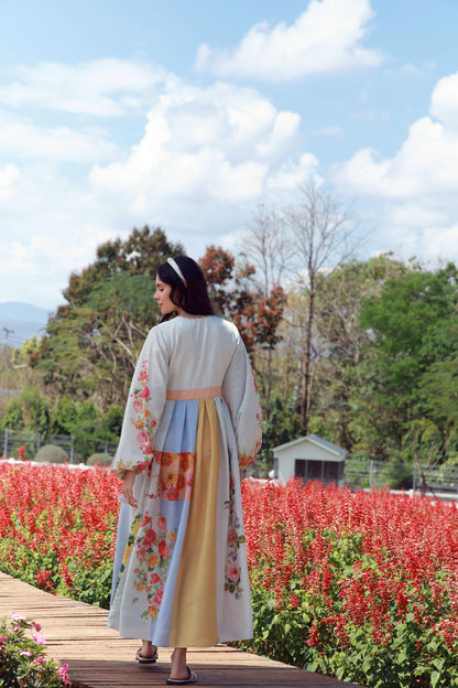 Peach Pink Bloom floral dress - Timeless by Waliya Noor