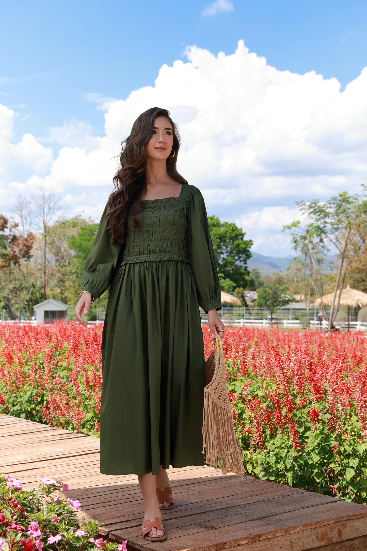 Sage Meadow green cotton dress for women by Timeless by Waliya Noor