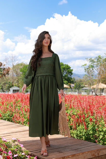 Sage Meadow green cotton dress for women by Timeless by Waliya Noor