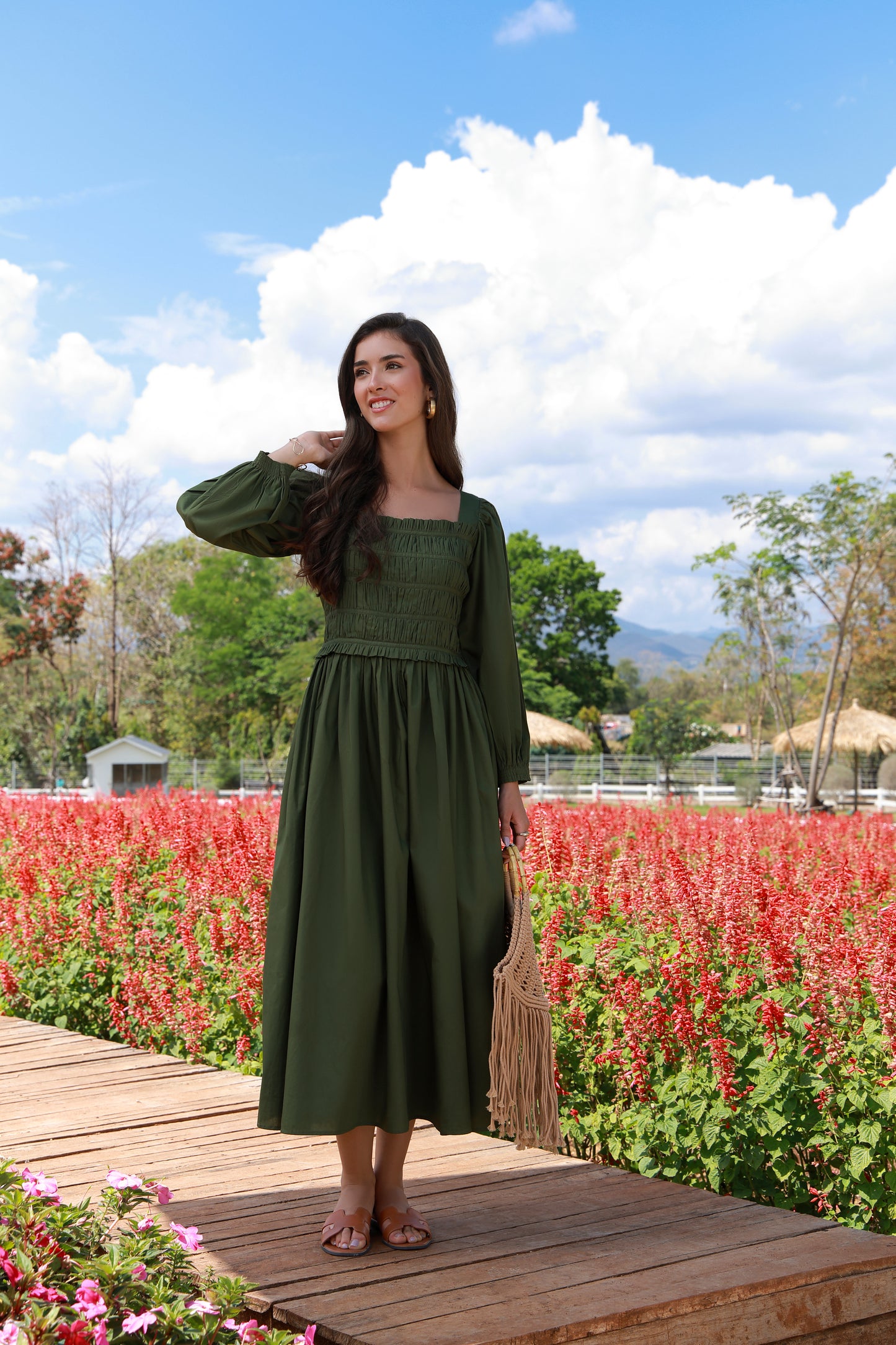 Sage Meadow green cotton dress for women by Timeless by Waliya Noor