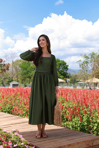 Sage Meadow green cotton dress for women by Timeless by Waliya Noor
